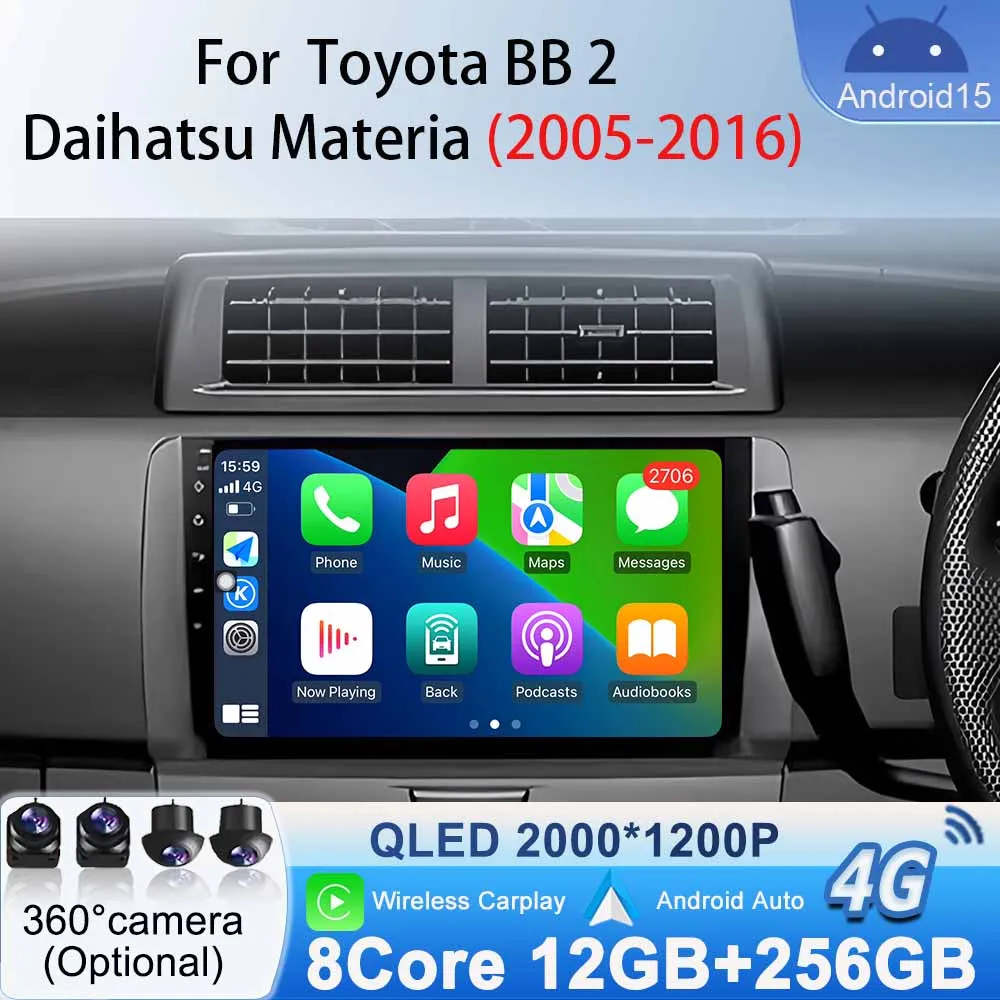 For Toyota BB 2 Daihatsu Materia 2005 - 2016 Car Radio Multimedia Video Player Navigation GPS Android Auto CarPlay Android 15 BT
For Toyota BB 2 Daihatsu Materia 2005 - 2016 Car Radio Multimedia Video Player Navigation GPS Android Auto CarPlay Android 15 BT