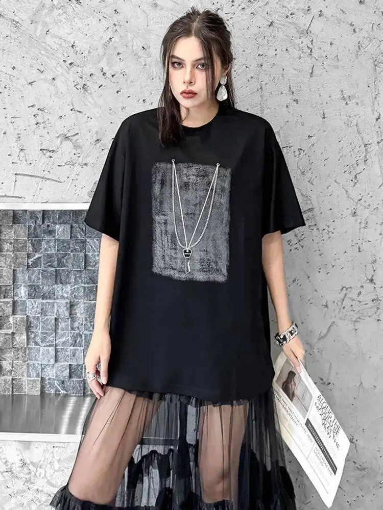 Women Black Pattern Printed Big Size Casual T-shirt New Round Neck Short Sleeve Fashion Tide Spring Summer
Women Black Pattern Printed Big Size Casual T-shirt New Round Neck Short Sleeve Fashion Tide Spring Summer