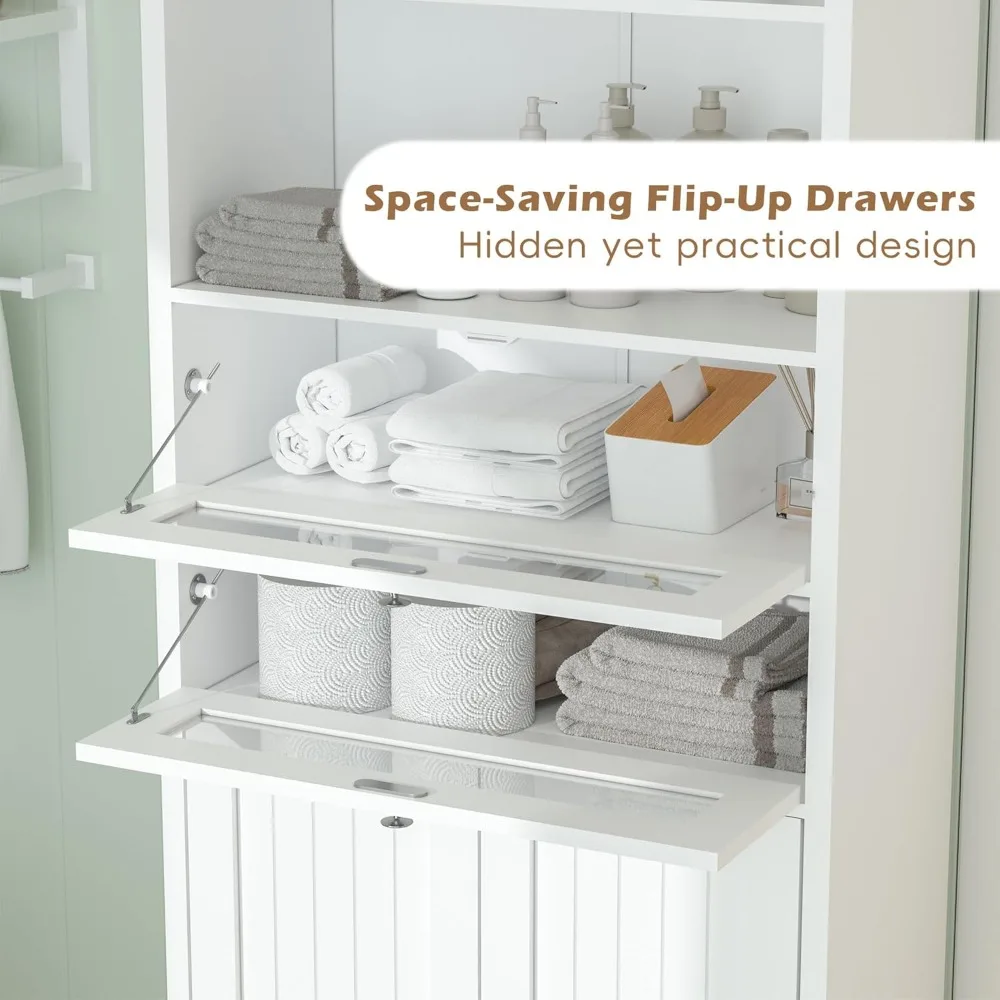 67" Tall Bathroom Storage Cabinets, Modern Linen Cabinet with Doors & Shelves & Drawer, Tall Freestanding Storage, Customized
67" Tall Bathroom Storage Cabinets, Modern Linen Cabinet with Doors & Shelves & Drawer, Tall Freestanding Storage, Customized