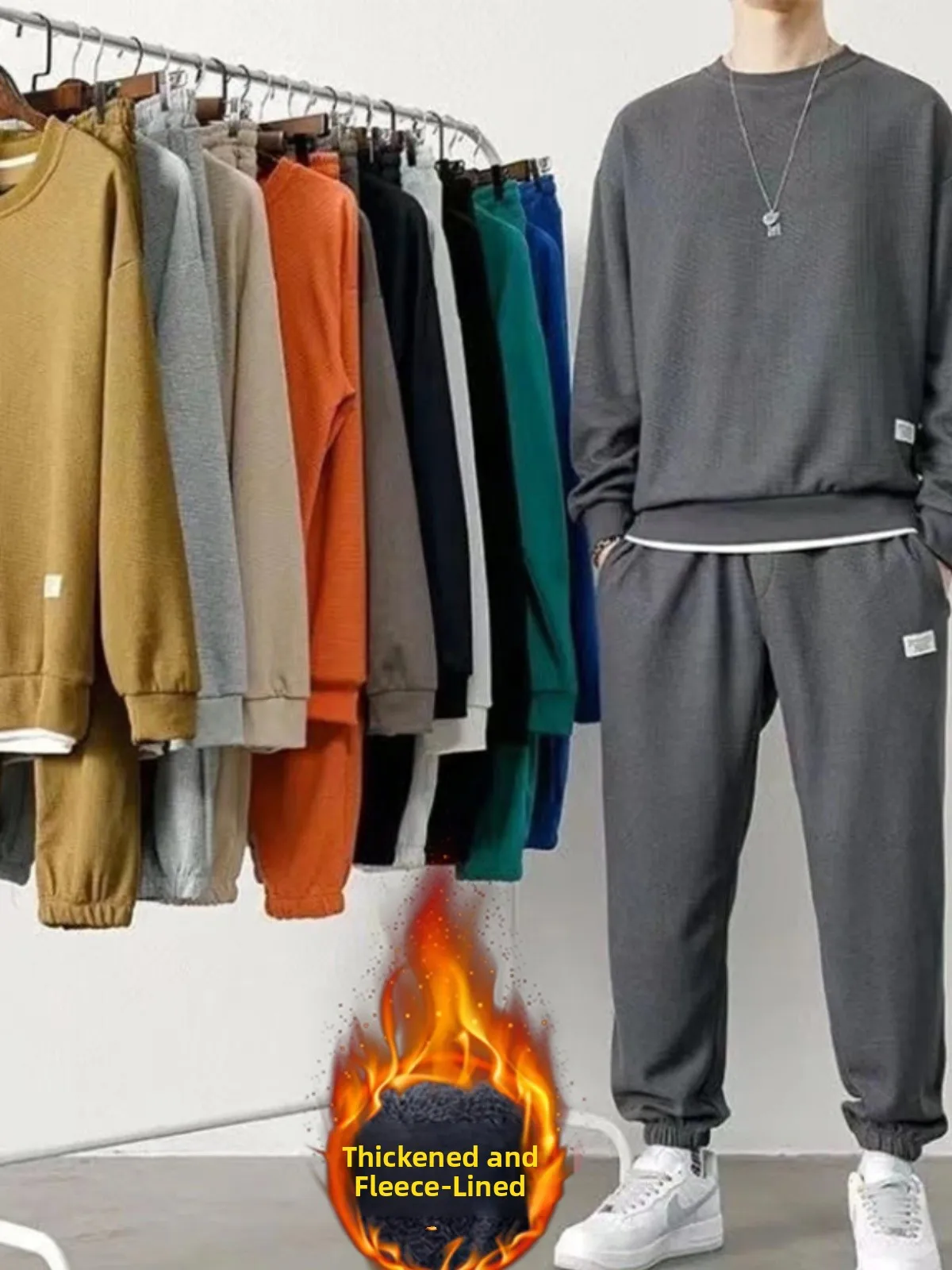 Thiened Fce Толстовка с капюшоном, комплект из толстовки и брюк, большой размер, повседневная спортивная одежда, комплект из двух предметов, однотонный, осенне-зимний, молодежный
Thiened Fce Толстовка с капюшоном, комплект из толстовки и брюк, большой размер, повседневная спортивная одежда, комплект из двух предметов, однотонный, осенне-зимний, молодежный