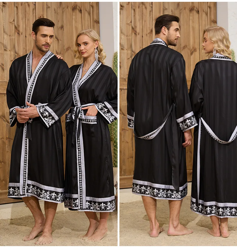 New Baroque couple nightgown long sleeve robe long morning robe luxurious satin bathrobe
New Baroque couple nightgown long sleeve robe long morning robe luxurious satin bathrobe