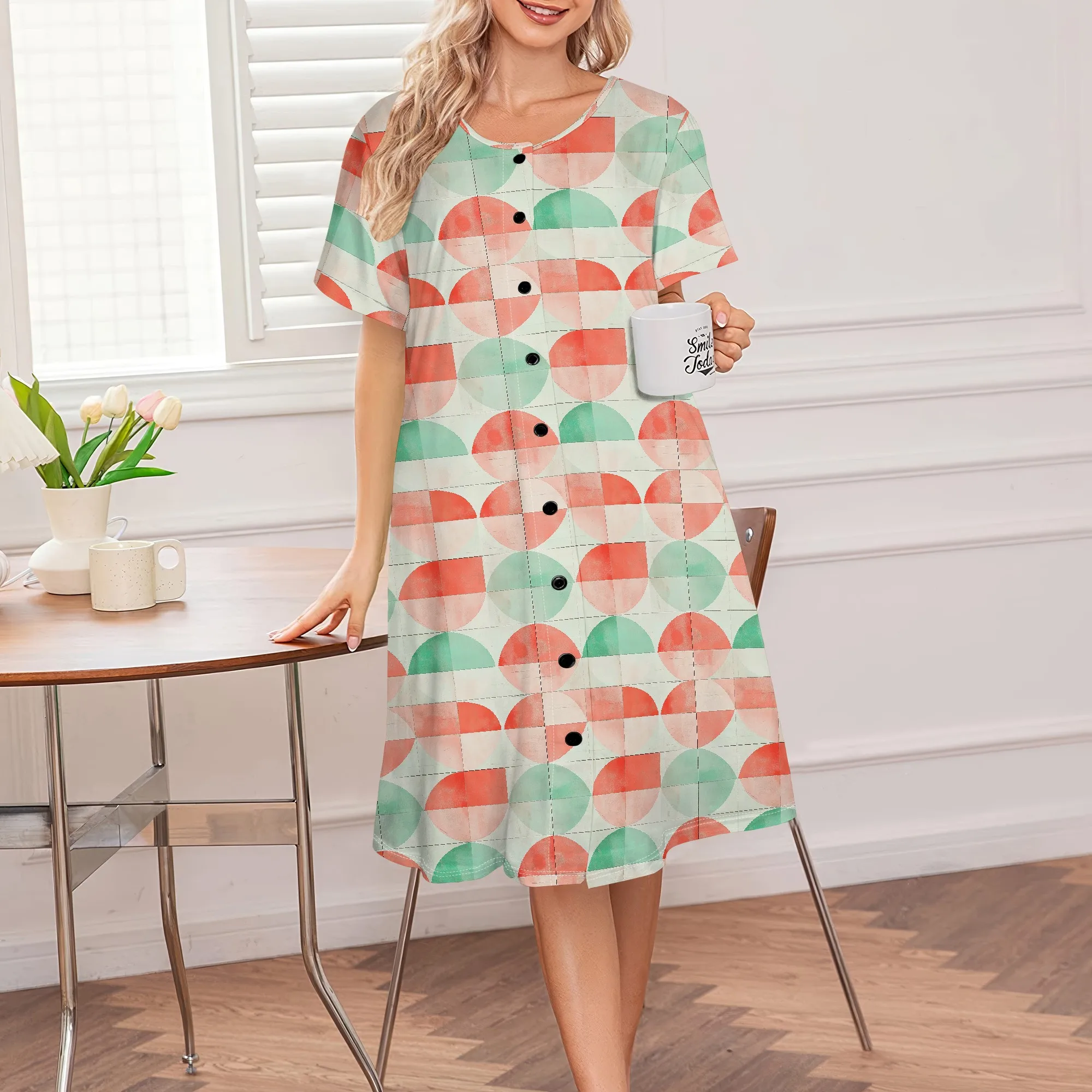 Pastel Geometric Print Plus Size Dress Women's Casual Button-Down Summer Dress S-3XL Chic Daywear or Weekend Outfit
Pastel Geometric Print Plus Size Dress Women's Casual Button-Down Summer Dress S-3XL Chic Daywear or Weekend Outfit