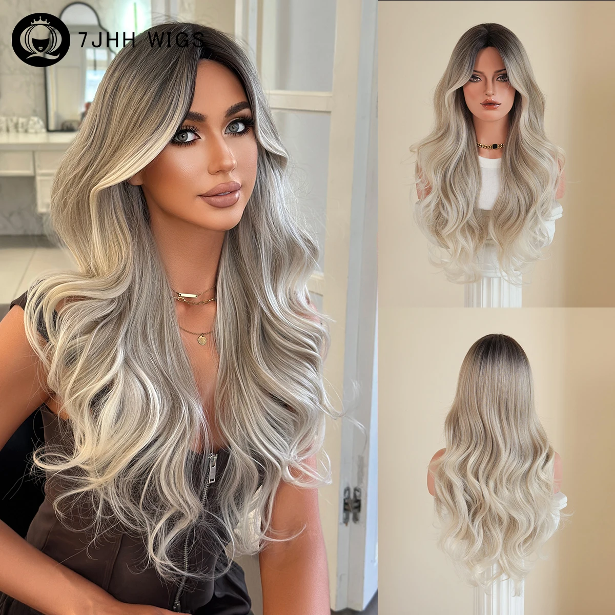 7JHH WIGS Long Body Wave Ash Ombre Blonde Wig for Women High Density Synthetic Modest Fashion Middle Part Wigs with Dark Roots
7JHH WIGS Long Body Wave Ash Ombre Blonde Wig for Women High Density Synthetic Modest Fashion Middle Part Wigs with Dark Roots