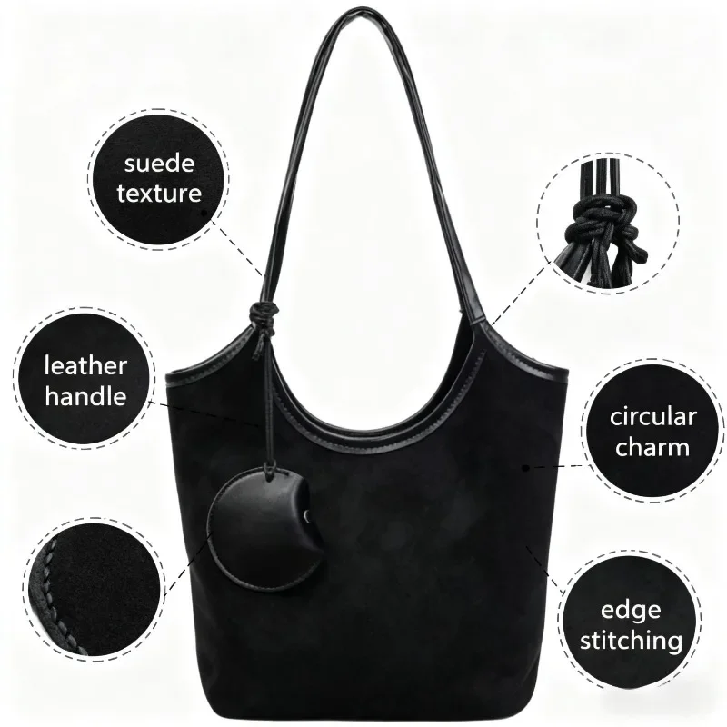 Женская замшевая сумка-тоут большой вместимости с плетеной ручкой. Стильная сумка через плечо для ежедневного использования и покупок.
Женская замшевая сумка-тоут большой вместимости с плетеной ручкой. Стильная сумка через плечо для ежедневного использования и покупок.