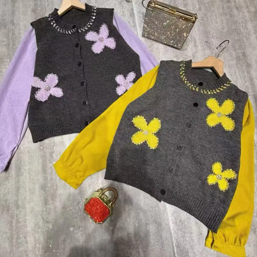 Популярный корейский вязаный кардиган для женщин: свитер с цветами, бисером и стразами, милый и шикарный, вязаная куртка-накидка
Популярный корейский вязаный кардиган для женщин: свитер с цветами, бисером и стразами, милый и шикарный, вязаная куртка-накидка