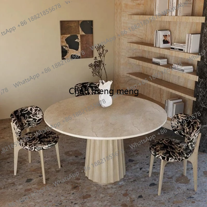 Medieval style, round dining table French retro, marble round table creative home living room table
Medieval style, round dining table French retro, marble round table creative home living room table