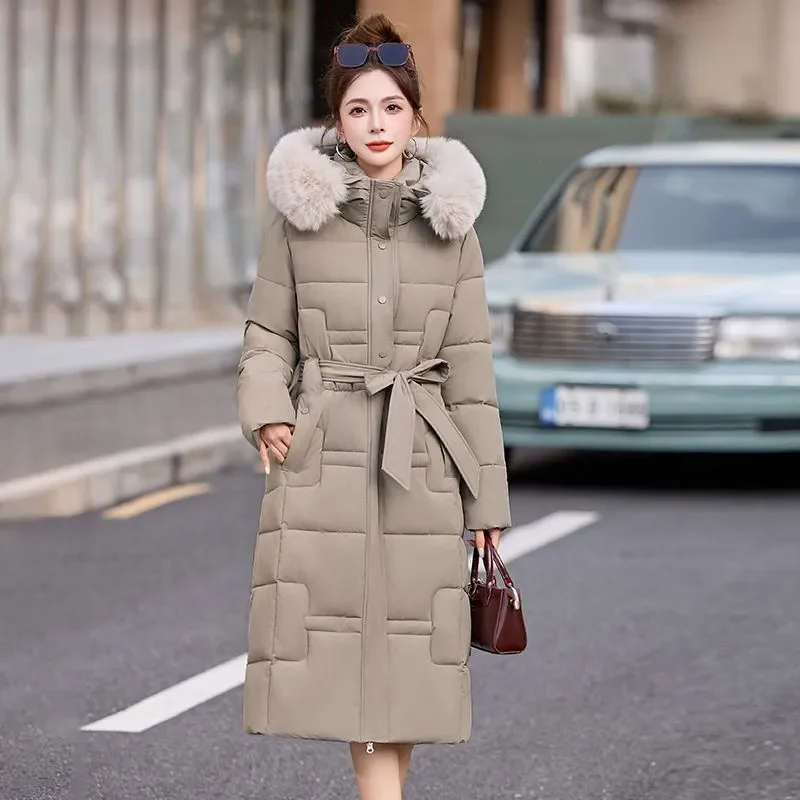 2025 Fashion Winter Coats Long Parkas Women's Down Cotton-padded Jacket Thicken Warm Overcoat Sashes Fur Collar Hooded Outerwear
2025 Fashion Winter Coats Long Parkas Women's Down Cotton-padded Jacket Thicken Warm Overcoat Sashes Fur Collar Hooded Outerwear