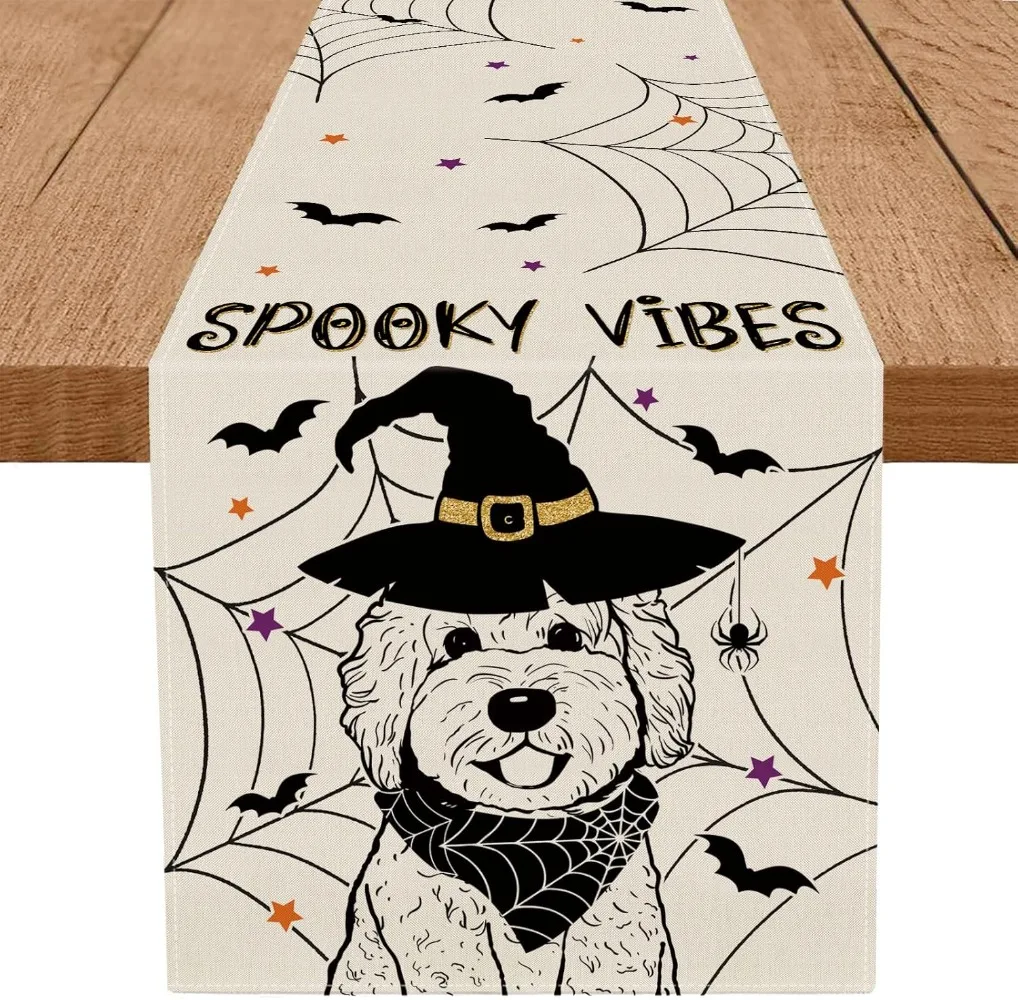 Halloween Table Runner Golden Doodle Cobweb Bat Table Runners Spooky Vibes Decorations for Home Outdoor Kitchen
Halloween Table Runner Golden Doodle Cobweb Bat Table Runners Spooky Vibes Decorations for Home Outdoor Kitchen