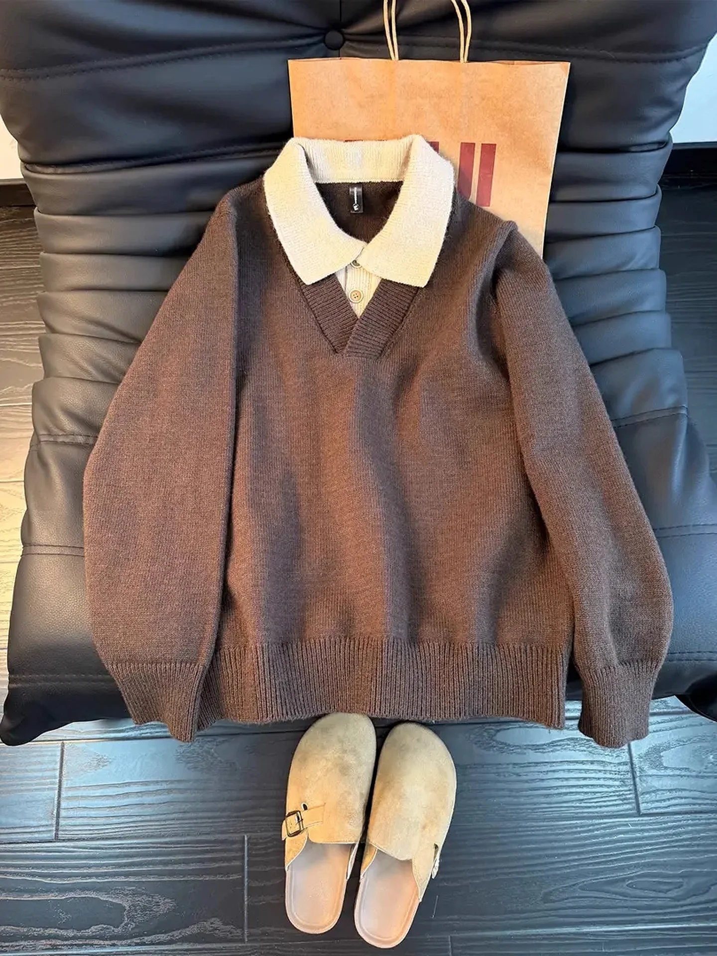 Thiened Men's Ne Sweater Winter Casual Sle Old Money Look Fake Two-Piece Knitted irt Collar Winter Outerwear
Thiened Men's Ne Sweater Winter Casual Sle Old Money Look Fake Two-Piece Knitted irt Collar Winter Outerwear