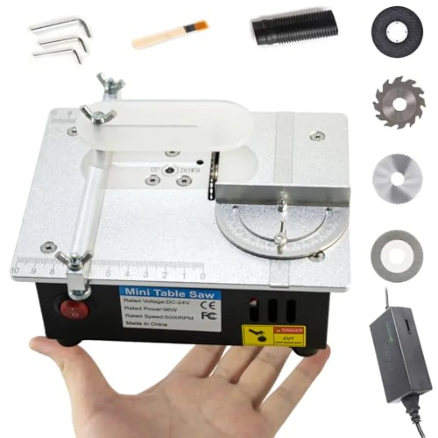 Mini Table Saw 96W Mini Desktop Electric Saw Cutter 7.1"x5.5" Cut Thickness Adjustable Precision Craft Table Saw with Speed and
Mini Table Saw 96W Mini Desktop Electric Saw Cutter 7.1"x5.5" Cut Thickness Adjustable Precision Craft Table Saw with Speed and