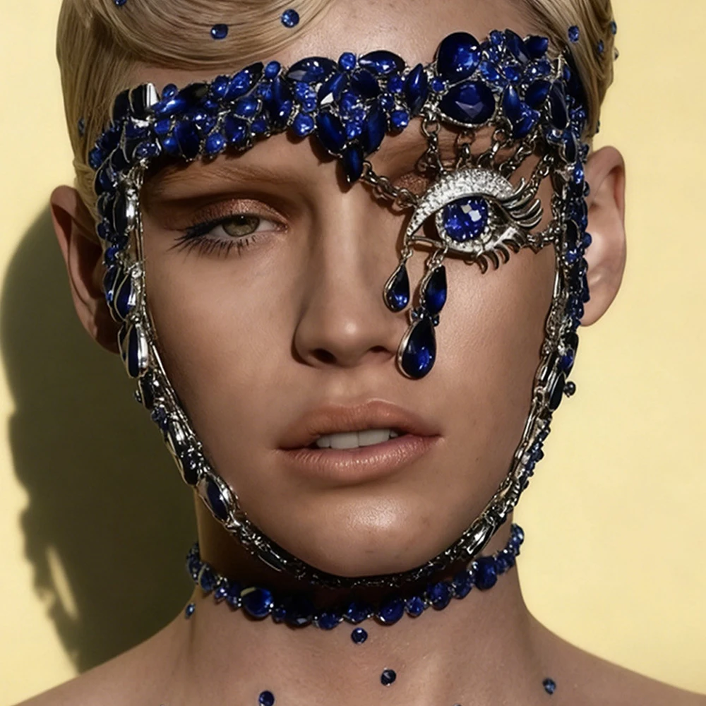 Fashion Blue Demon Eye Mask Veil Masquerade Women Accessories 2026 Carnival Full Rhinestone Face Chain Masks Party Jewelry Gift
Fashion Blue Demon Eye Mask Veil Masquerade Women Accessories 2026 Carnival Full Rhinestone Face Chain Masks Party Jewelry Gift