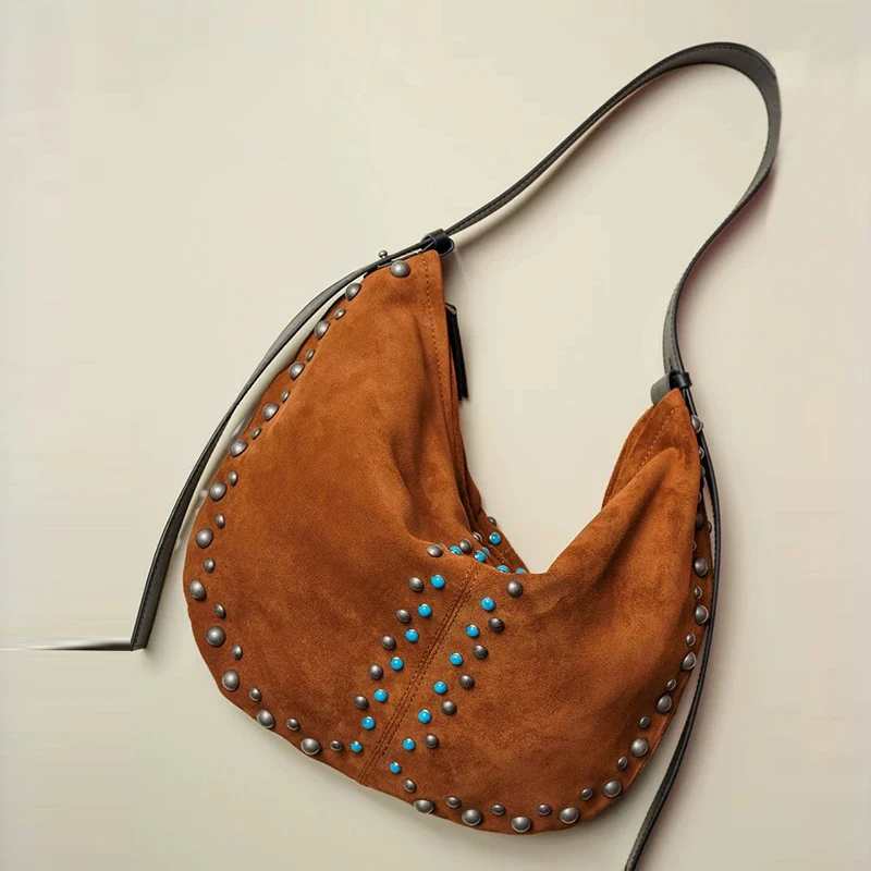 Vintage Faux Suede Slim Half Moon Bags For Women Luxury Designer Handbag Purse 2026 New In Inlaid Beaded Rivet Underarm Shoulder
Vintage Faux Suede Slim Half Moon Bags For Women Luxury Designer Handbag Purse 2026 New In Inlaid Beaded Rivet Underarm Shoulder