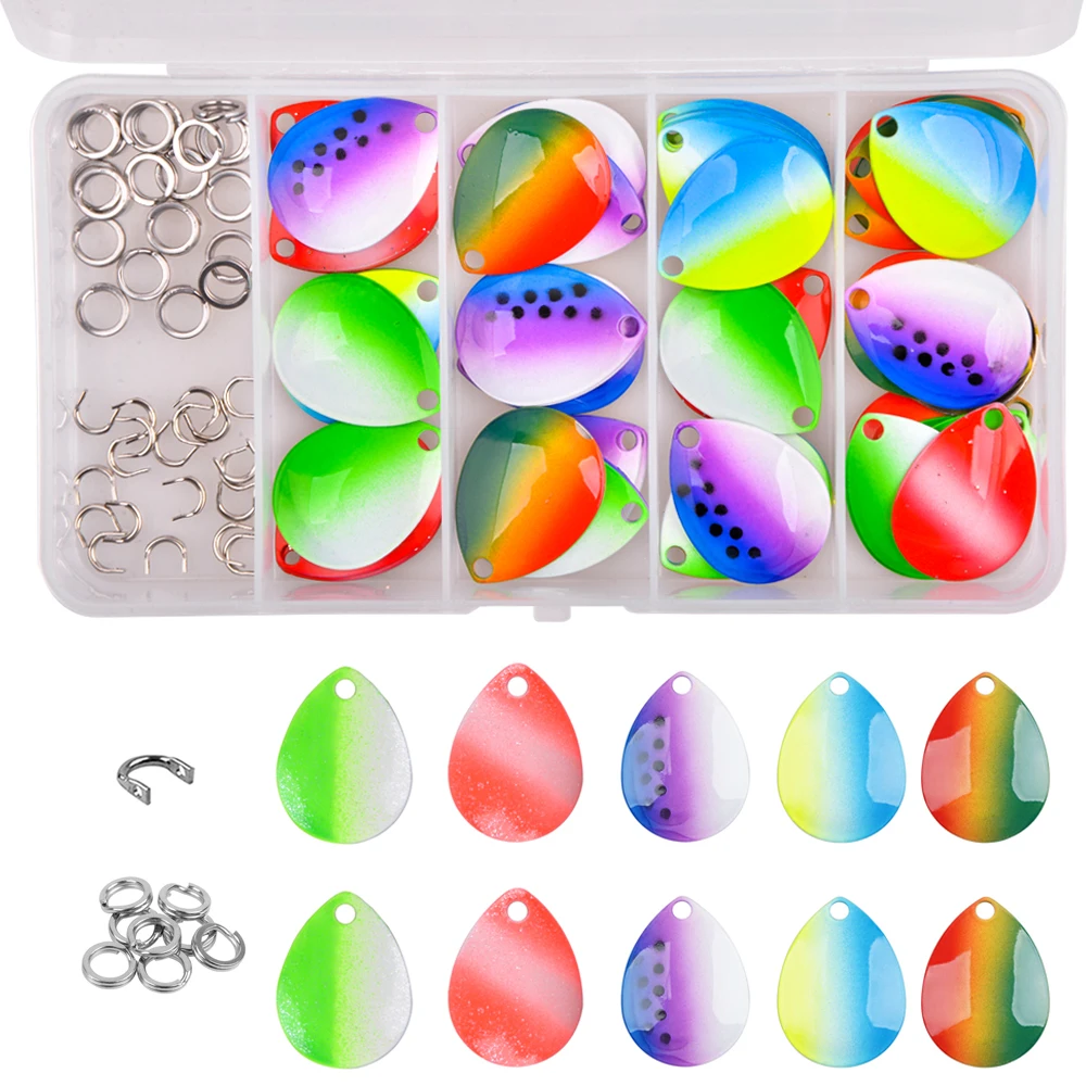80Pcs Spinnerbait blades willow with Split Rings Spinner blade clevis colorado Bass Jig Rig fishing Spoon lure making Kit
80Pcs Spinnerbait blades willow with Split Rings Spinner blade clevis colorado Bass Jig Rig fishing Spoon lure making Kit