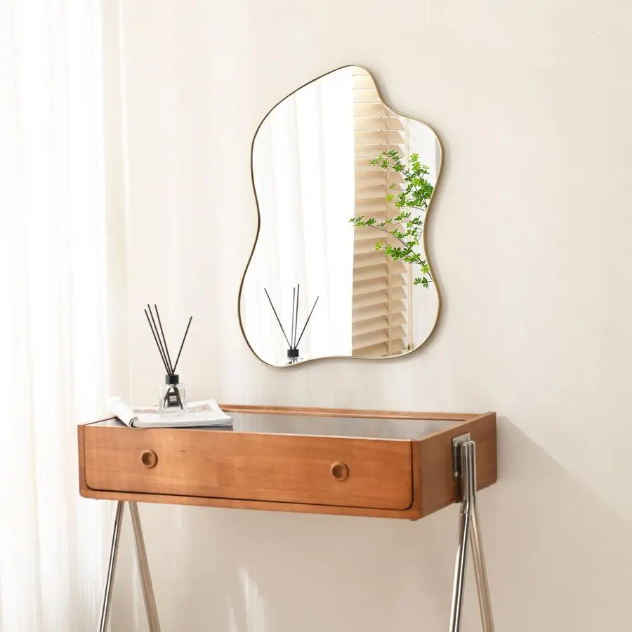 Wall Mirror Gold Wave Shaped Metal Framed Wall Mirror for Bathroom Bedroom Entryway Living Room Wall Decor 24 L x 18 W 2305B
Wall Mirror Gold Wave Shaped Metal Framed Wall Mirror for Bathroom Bedroom Entryway Living Room Wall Decor 24 L x 18 W 2305B