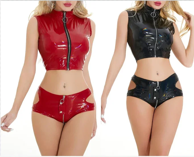 Sexy Sleeveless Latex Catsuit Top And Shorts Handmade fashion Rubber Bodysuit Fetish with Front Crotch Zip Cosplay
Sexy Sleeveless Latex Catsuit Top And Shorts Handmade fashion Rubber Bodysuit Fetish with Front Crotch Zip Cosplay