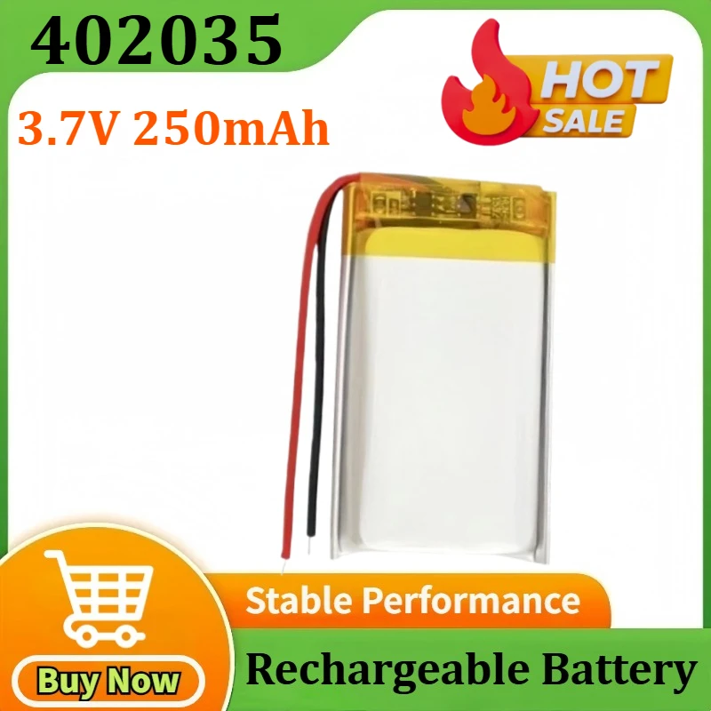 New 3.7V 250mAh 402035 Lipo Rechargeable Battery for MP3 GPS Recorder Bluetooth Headset Video Pen Fans Speaker Driving Recorder
New 3.7V 250mAh 402035 Lipo Rechargeable Battery for MP3 GPS Recorder Bluetooth Headset Video Pen Fans Speaker Driving Recorder