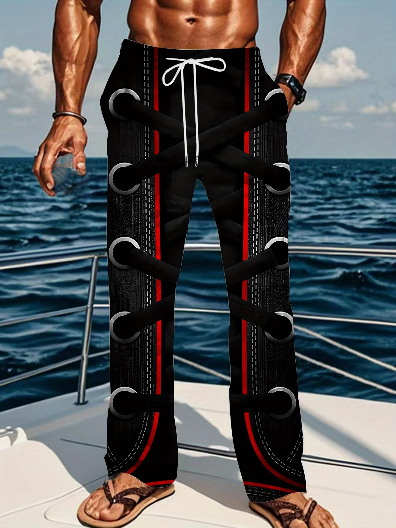 Retro Loose Straight Leg Pants 3D Unisex Fun and Unique Pants with Black and Red Stripe Design Casual Beach Pants
Retro Loose Straight Leg Pants 3D Unisex Fun and Unique Pants with Black and Red Stripe Design Casual Beach Pants