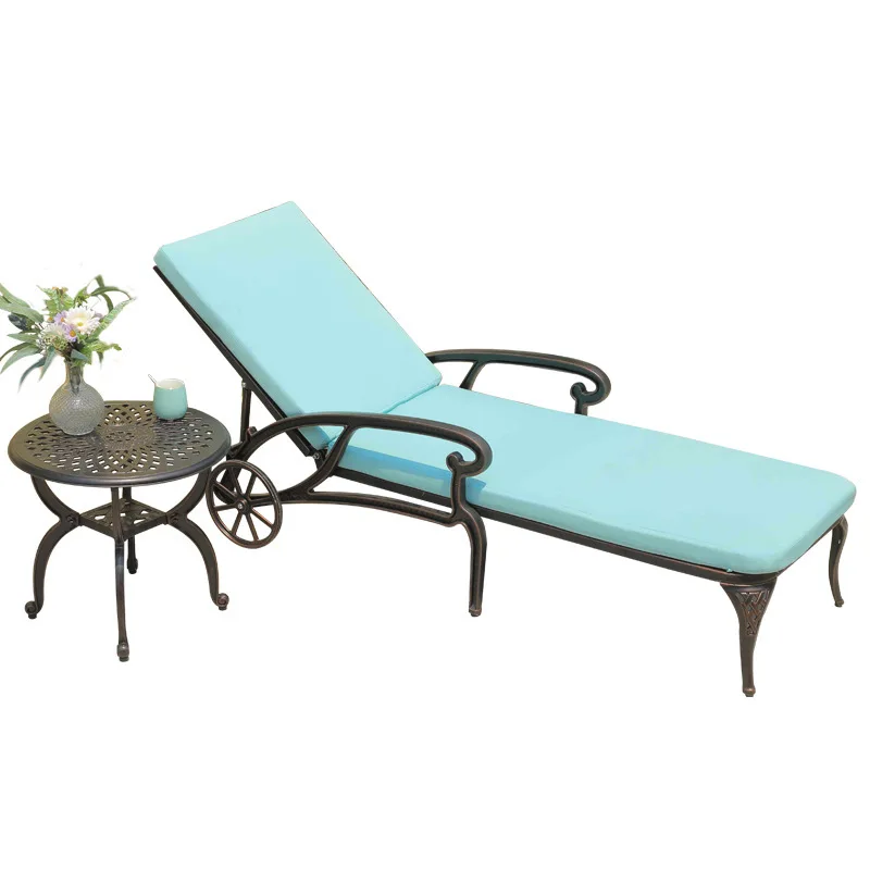 Outdoor villa swimming pool cast aluminum deck chair hotel courtyard terrace bed with wheels sun protection
Outdoor villa swimming pool cast aluminum deck chair hotel courtyard terrace bed with wheels sun protection