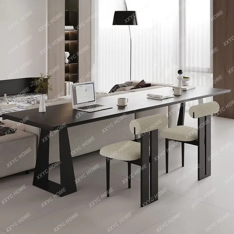 Black solid wood desk Home living room minimalist back long desk
Black solid wood desk Home living room minimalist back long desk