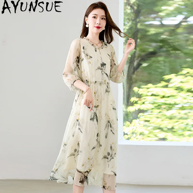 AYUNSUE 100% Silk Dresses for Women Fashion Elegant Woman Casual Dresses Vacation Style Mid-length Summer Dress Woman Clothes
AYUNSUE 100% Silk Dresses for Women Fashion Elegant Woman Casual Dresses Vacation Style Mid-length Summer Dress Woman Clothes