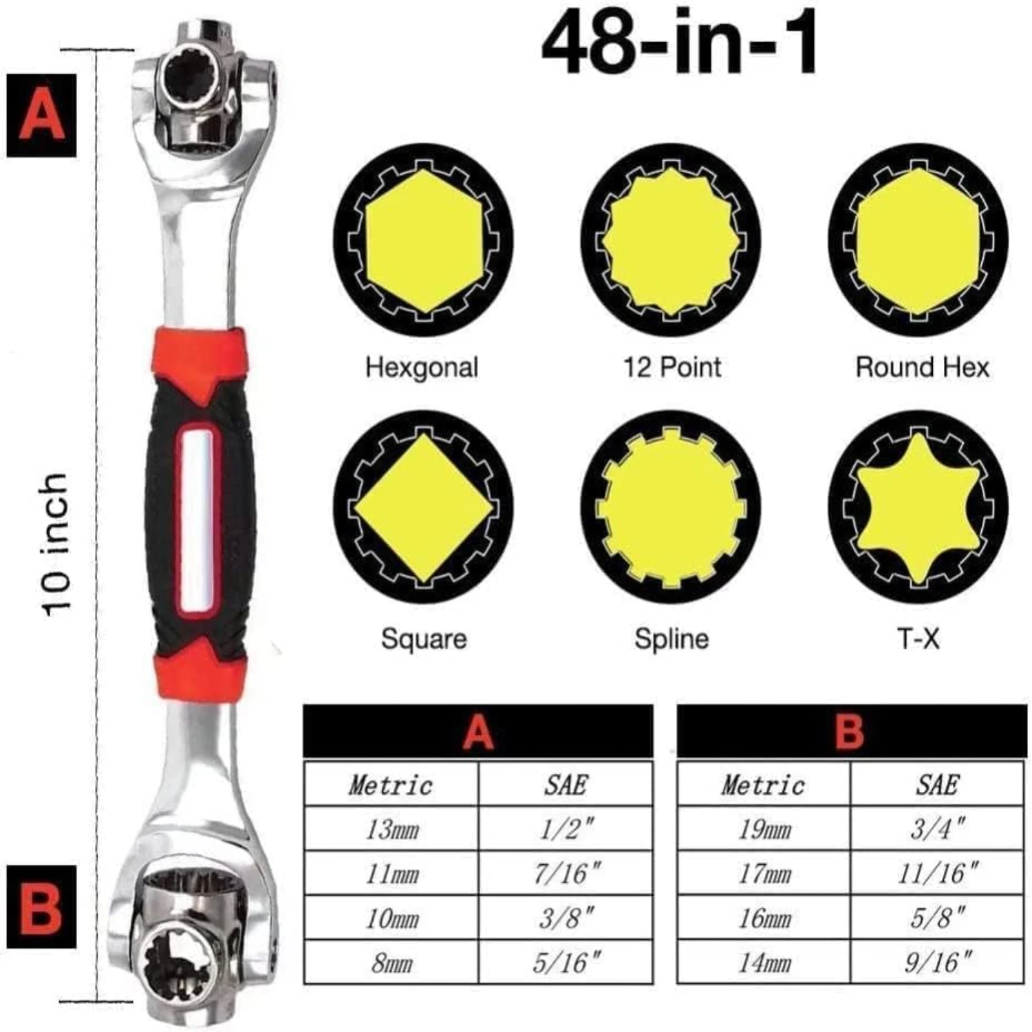 Get Your High-Quality, Durable, and Efficient 48-in-1 Rotating Head Socket Wrench - Versatile Multi-Wrench Tool for Home and Car
Get Your High-Quality, Durable, and Efficient 48-in-1 Rotating Head Socket Wrench - Versatile Multi-Wrench Tool for Home and Car