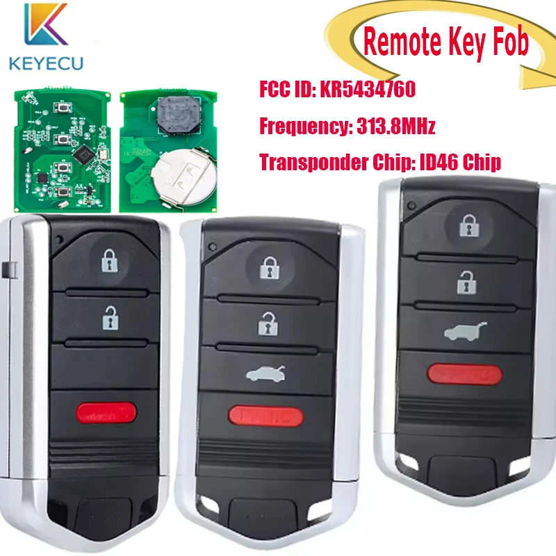 KEYECU Smart Remote Key Fob for 2013 2014 2015 Acura ILX RDX FCC ID: KR5434760 Key Fob 313.8MHz ID46 72147-TX4-A01 3/4Button
KEYECU Smart Remote Key Fob for 2013 2014 2015 Acura ILX RDX FCC ID: KR5434760 Key Fob 313.8MHz ID46 72147-TX4-A01 3/4Button