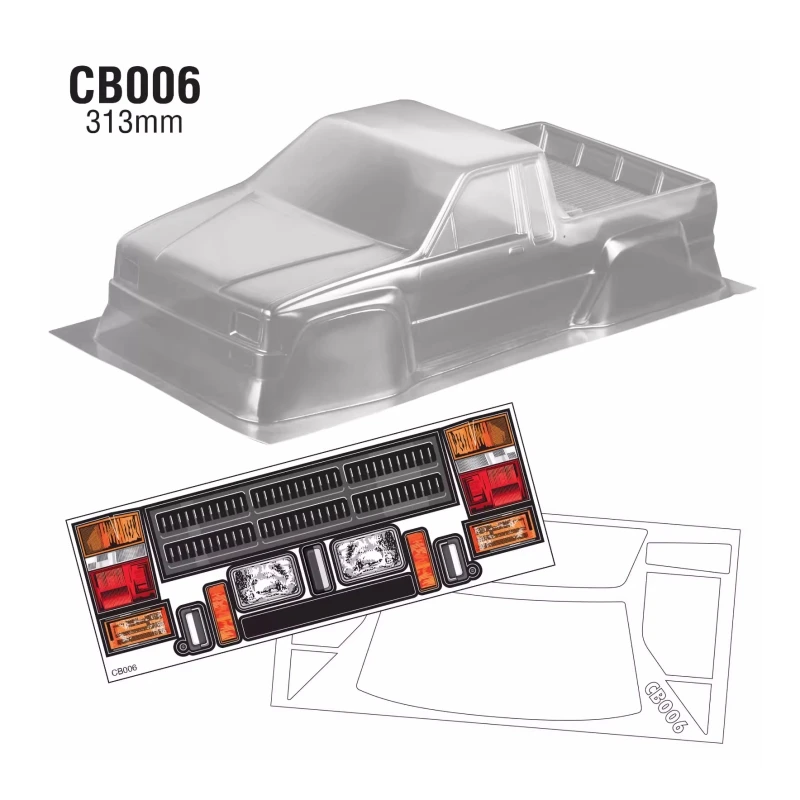 CB006 1/10 Crawler Body Shell 313mm for Off Road Pickup Truck TRX4 SCX10 90046 Chassis
CB006 1/10 Crawler Body Shell 313mm for Off Road Pickup Truck TRX4 SCX10 90046 Chassis