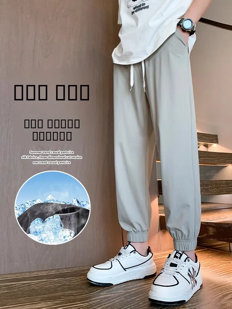 Мужские летние тонкие спортивные брюки из ледяного шелка, быстросохнущие, модные, новые, с манжетами, охлаждающие, повседневные, свободного кроя, длинные
Мужские летние тонкие спортивные брюки из ледяного шелка, быстросохнущие, модные, новые, с манжетами, охлаждающие, повседневные, свободного кроя, длинные