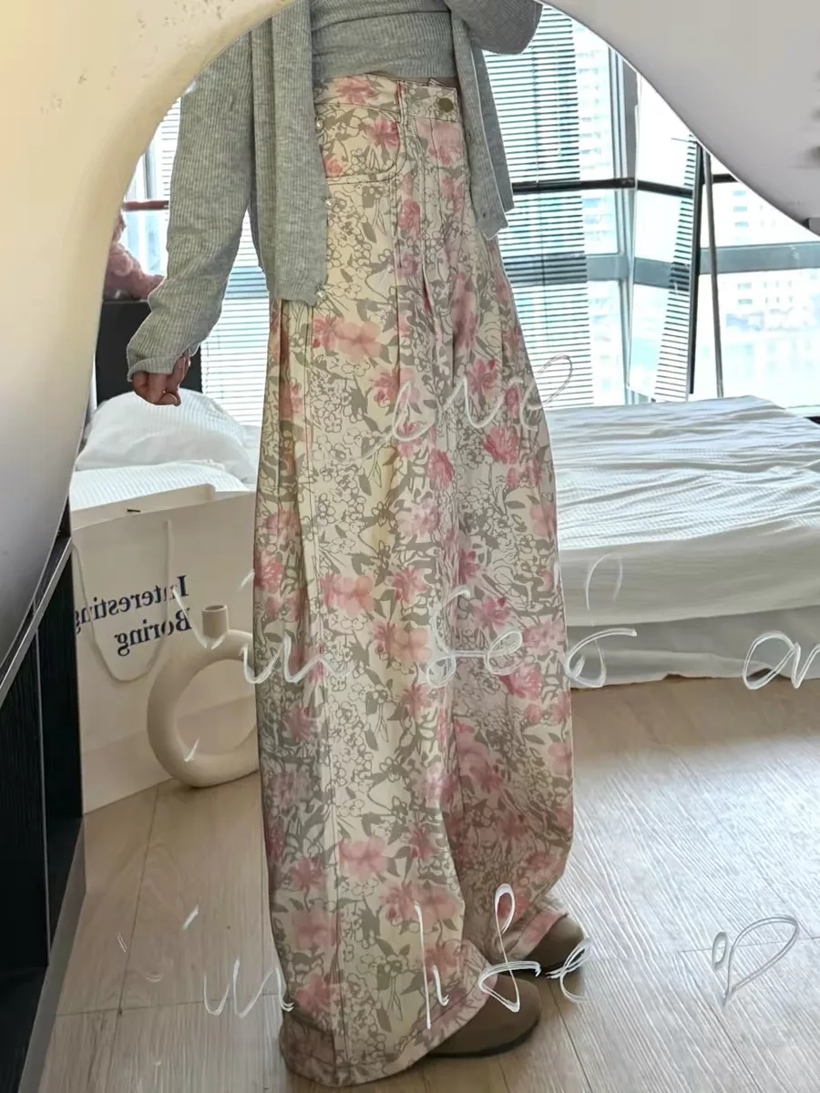 Pink Floral Print Wide Leg Jeans Women's Casual Denim Pants Loose Straight Loose Long Trousers Vintage Dyed Low Waist Button ...
Pink Floral Print Wide Leg Jeans Women's Casual Denim Pants Loose Straight Loose Long Trousers Vintage Dyed Low Waist Button ...