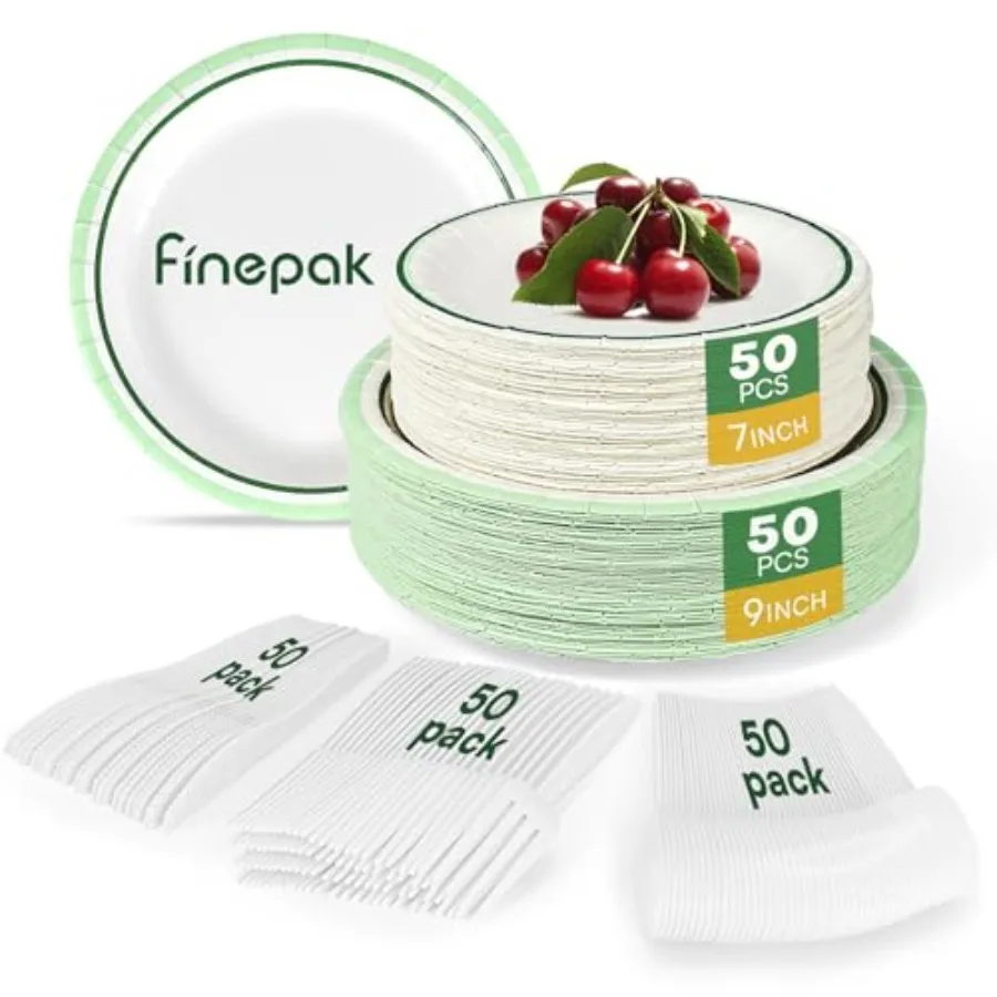 Paper Plates Disposable with Cutlery, 50 Serves Dinner Plates Sets, Heavy Duty Plates Disposable Supplies for Graduation/Retire
Paper Plates Disposable with Cutlery, 50 Serves Dinner Plates Sets, Heavy Duty Plates Disposable Supplies for Graduation/Retire