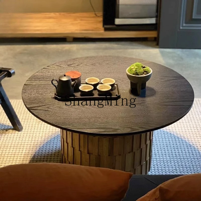 ZYYSolid Wood Coffee Table Vintage Old Wood Block Round Black Coffee Table Furniture
ZYYSolid Wood Coffee Table Vintage Old Wood Block Round Black Coffee Table Furniture