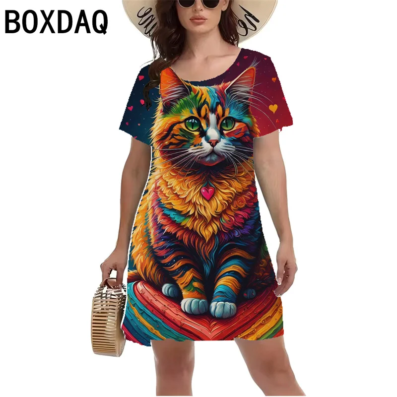 Fun Animal Pattern Print Dress Women Summer Short Sleeved Casual Beach Mini Dress S-3XL Female Fashion Personality A-Line Dress
Fun Animal Pattern Print Dress Women Summer Short Sleeved Casual Beach Mini Dress S-3XL Female Fashion Personality A-Line Dress