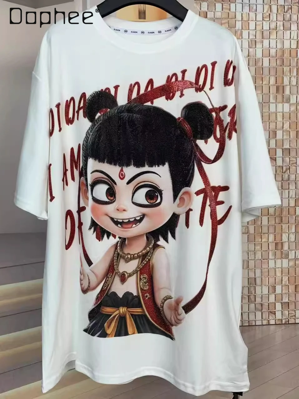 Tide Brand 2025 Summer New Hot Diamond Nezha Popular Hot Sale Loose Fashion Medium Length Short-sleeved T-shirt Men and Women
Tide Brand 2025 Summer New Hot Diamond Nezha Popular Hot Sale Loose Fashion Medium Length Short-sleeved T-shirt Men and Women