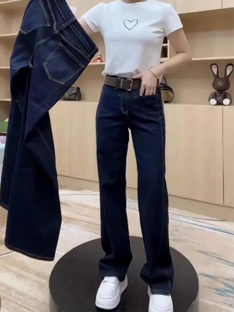 High Waist Wide Leg Jeans Women's plus Size Fall New Style Elastic Deep Blue Long Pants Floor Length Slimming Trousers
High Waist Wide Leg Jeans Women's plus Size Fall New Style Elastic Deep Blue Long Pants Floor Length Slimming Trousers