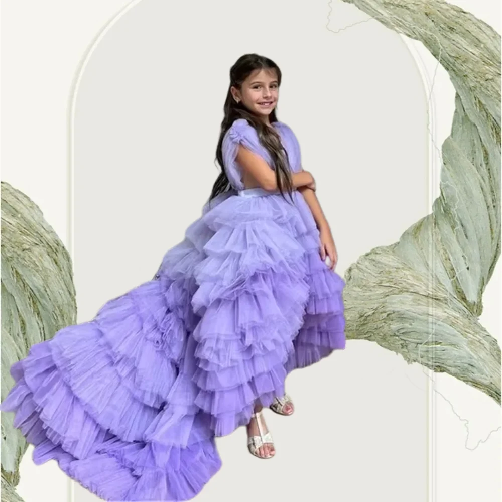 Elegant Lavender Tulle Fluffy Flower Girl Dress Layering Long Tail For Kids Wedding Birthday Ball Party Evening Gowns
Elegant Lavender Tulle Fluffy Flower Girl Dress Layering Long Tail For Kids Wedding Birthday Ball Party Evening Gowns
