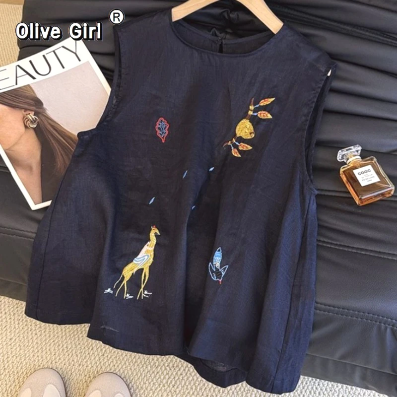 Olivegirl Embroidered Cotton Hemp Sleeveless Vest for Women's Tanks & Camis Tee Summer 2026 Retro Shirt Top
Olivegirl Embroidered Cotton Hemp Sleeveless Vest for Women's Tanks & Camis Tee Summer 2026 Retro Shirt Top