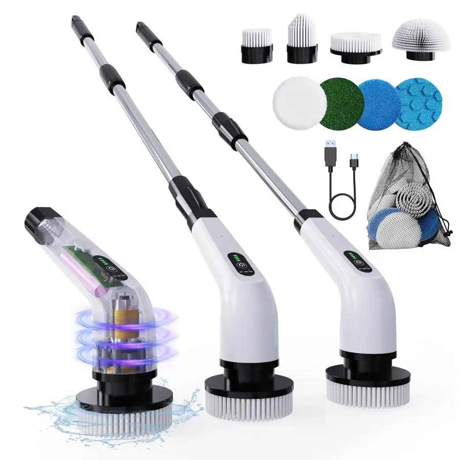 in 1 Electric Spin Scrubber for Cleaning Bathroom, 3000mAh Power Scrubber Cordless Cleaner with Long Handle, 3 Speeds Bathtub Ho
in 1 Electric Spin Scrubber for Cleaning Bathroom, 3000mAh Power Scrubber Cordless Cleaner with Long Handle, 3 Speeds Bathtub Ho