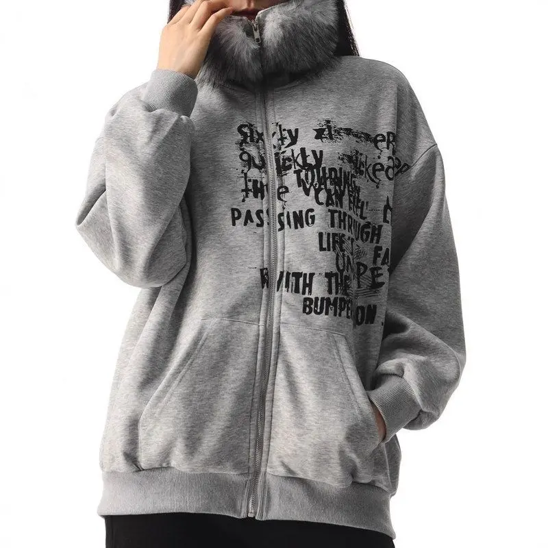 Loose Fitted Hooded Zipper Retro Sweatshirt Autumn Winter Fur Collar Y2K High End Cross Border Long Sleeve Cotton Blend Cardigan
Loose Fitted Hooded Zipper Retro Sweatshirt Autumn Winter Fur Collar Y2K High End Cross Border Long Sleeve Cotton Blend Cardigan