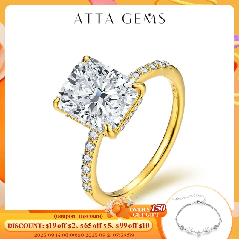 ATTAGEMS Radiant Cut 4CT Moissanite Ring for Women D Color S925 Sliver 18K Gold Plated Sparkling Engagement Wedding Fine Jewelry 
ATTAGEMS Radiant Cut 4CT Moissanite Ring for Women D Color S925 Sliver 18K Gold Plated Sparkling Engagement Wedding Fine Jewelry