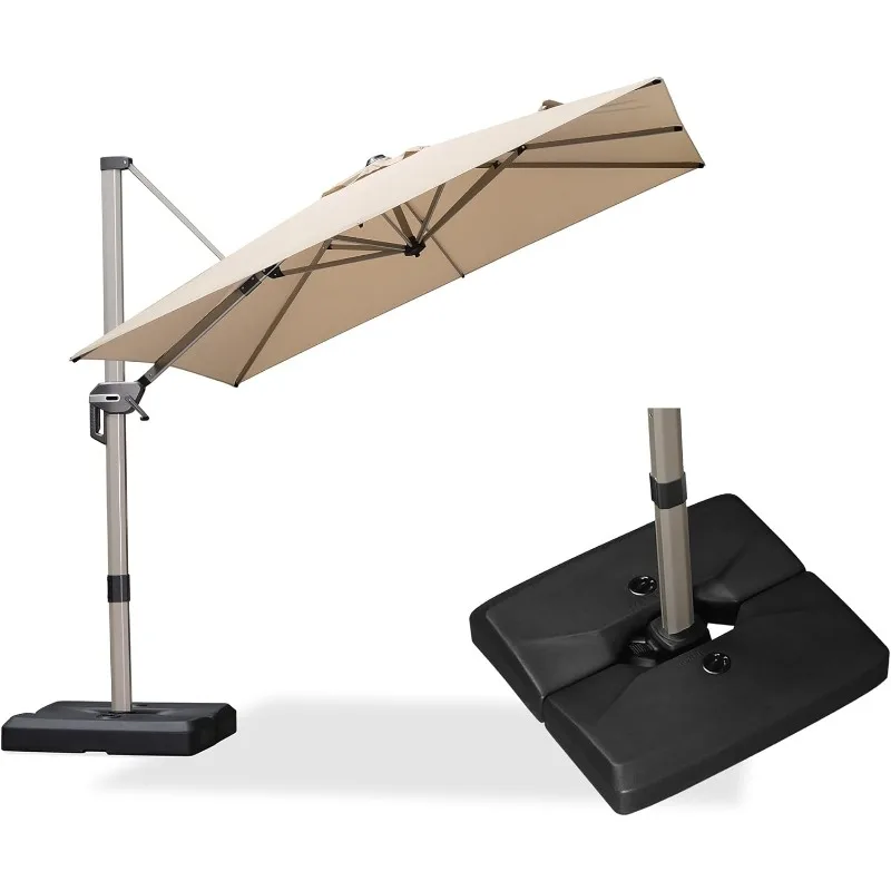 Patio Umbrella with Base Included, 8ft Outdoor Aluminum Cantilever Umbrella with 360° Rotation, Champagne Offset Umb
Patio Umbrella with Base Included, 8ft Outdoor Aluminum Cantilever Umbrella with 360° Rotation, Champagne Offset Umb