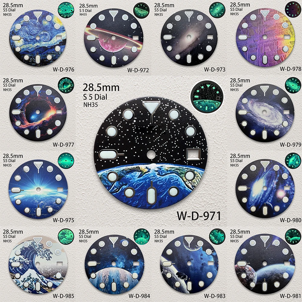 28.5mm S5 Logo Starlit Dial Fit NH35/NH36/4R/7S Japanese Movement C3 Green Luminous High-Quality Watch Modification Accessories
28.5mm S5 Logo Starlit Dial Fit NH35/NH36/4R/7S Japanese Movement C3 Green Luminous High-Quality Watch Modification Accessories