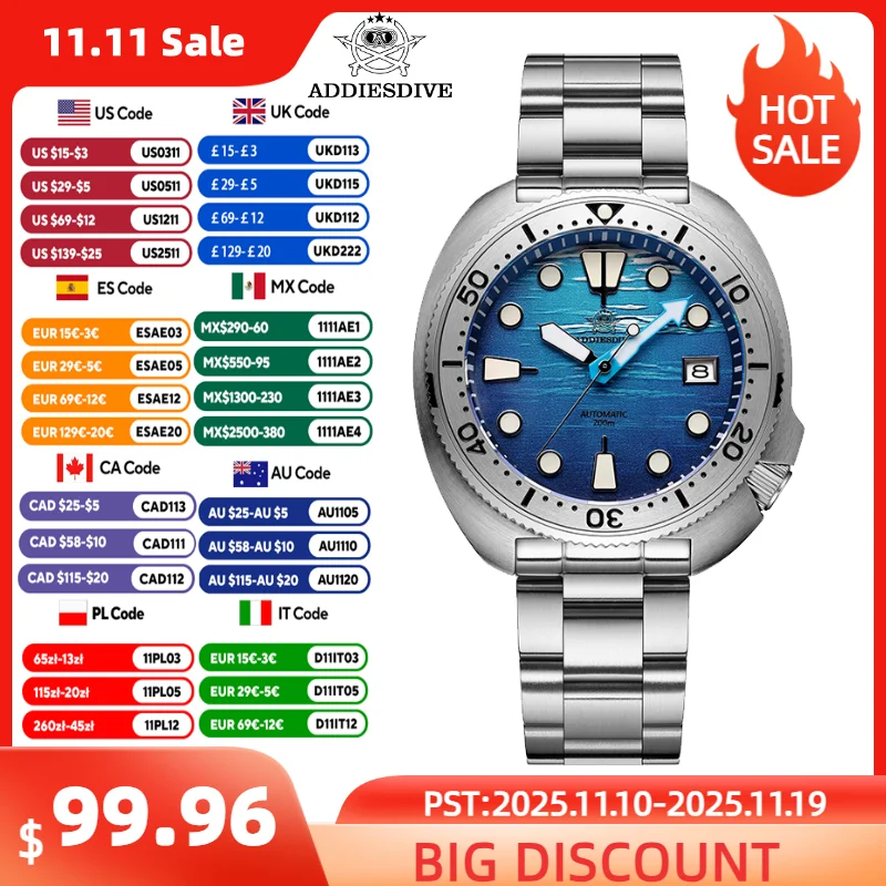 ADDIESDIVE Men's Automatic Watch Sapphire Glass 200M Waterproof Super Luminous Wristwatch Luxury 316L Stainless Steel Man Watch
ADDIESDIVE Men's Automatic Watch Sapphire Glass 200M Waterproof Super Luminous Wristwatch Luxury 316L Stainless Steel Man Watch