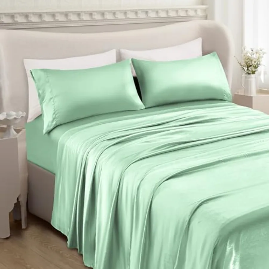 Premium Satin 4-Piece Bed Sheet Set Ultra Smooth, Cooling, Gentle on Skin and Hair - Deep Pocket Fitted Sheet, Long-Lasting Wri
Premium Satin 4-Piece Bed Sheet Set Ultra Smooth, Cooling, Gentle on Skin and Hair - Deep Pocket Fitted Sheet, Long-Lasting Wri