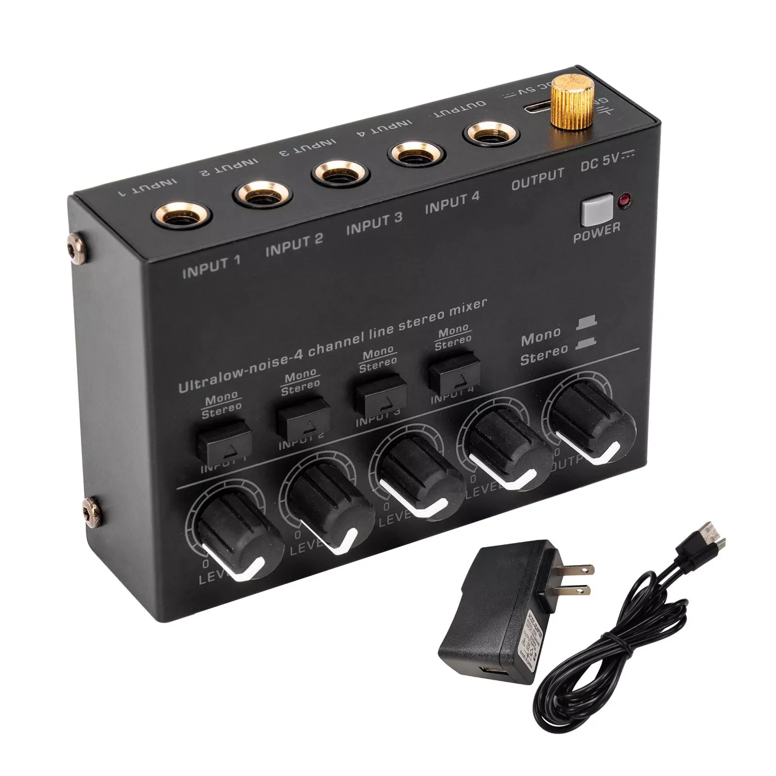 Ultra Low Noise 4 Channel Line Stereo Mixer 4 Input 1 Output DC 5V Mini Audio Mixer For Live Studio Recording
Ultra Low Noise 4 Channel Line Stereo Mixer 4 Input 1 Output DC 5V Mini Audio Mixer For Live Studio Recording