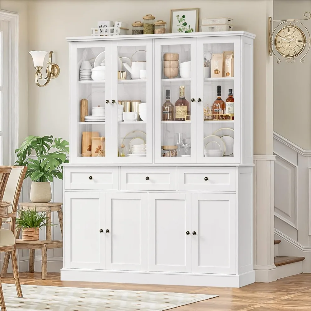 72'' Tall Kitchen Pantry Cabinet with Storage, 58'' Wide Pantry with Deep Drawers and Adjustable Shleves, Display Cabinet with G
72'' Tall Kitchen Pantry Cabinet with Storage, 58'' Wide Pantry with Deep Drawers and Adjustable Shleves, Display Cabinet with G