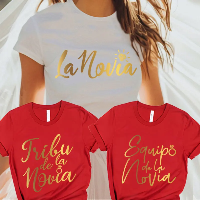 Team Bride T-Shirt for Spanish Women Bachelorette Hen Bridal Wedding Party Tops Fashion Girls Single Farewell Short Sleeved Tees
Team Bride T-Shirt for Spanish Women Bachelorette Hen Bridal Wedding Party Tops Fashion Girls Single Farewell Short Sleeved Tees