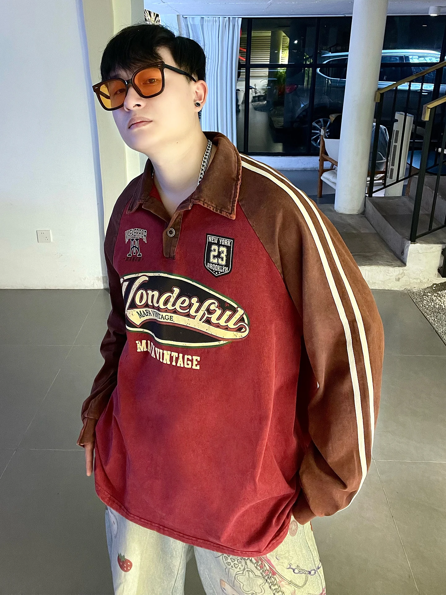 American Sle Street Letter Embroidery Loose Fit Long Sve irt ex Vintage Couples T-irt Breathable Moisture W...
American Sle Street Letter Embroidery Loose Fit Long Sve irt ex Vintage Couples T-irt Breathable Moisture W...