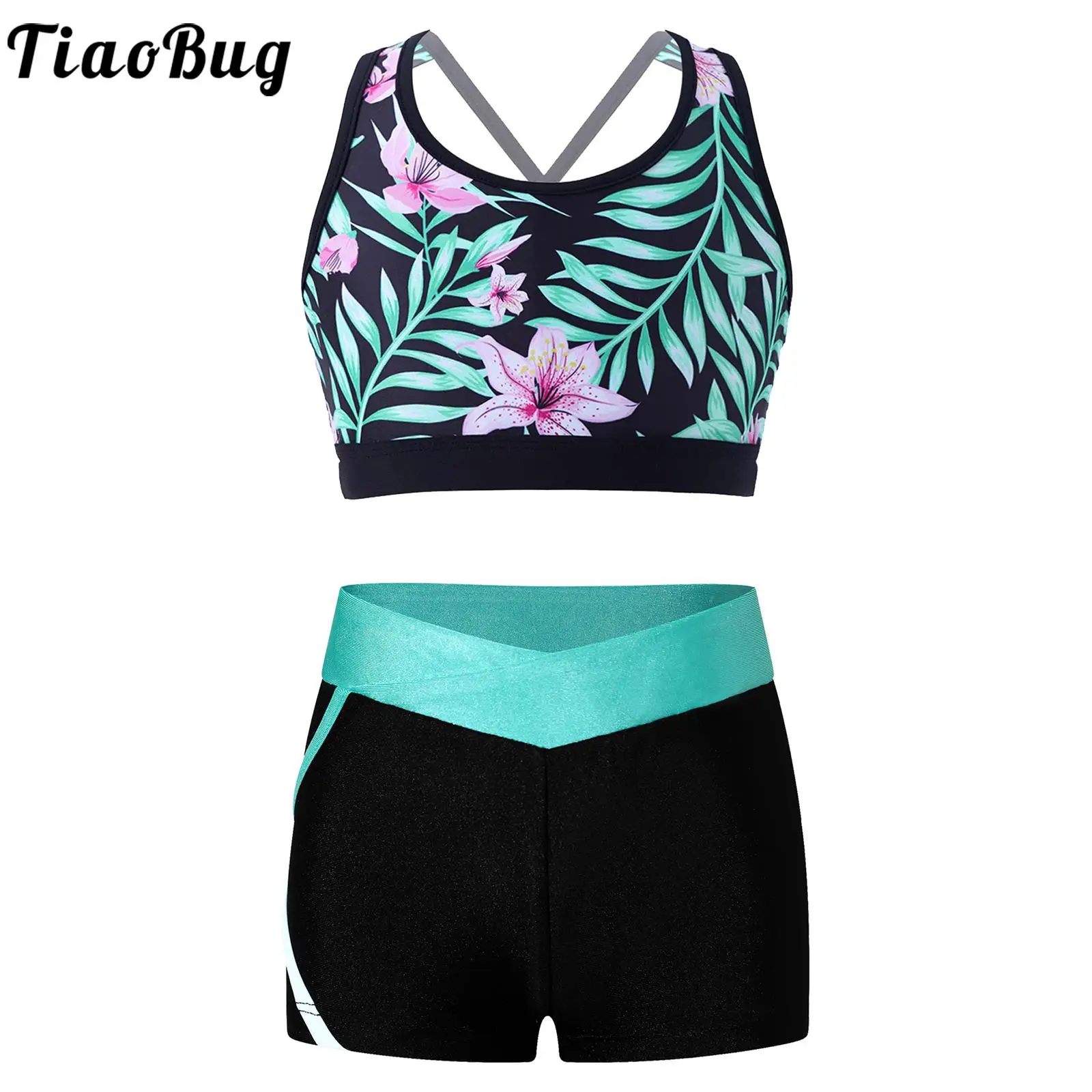 2pcs Summer Kids Girls Sleeveless U Neck Strappy Back Printed Crop Top with Low Elastic Waist Shorts for Sports Workout Swimming
2pcs Summer Kids Girls Sleeveless U Neck Strappy Back Printed Crop Top with Low Elastic Waist Shorts for Sports Workout Swimming