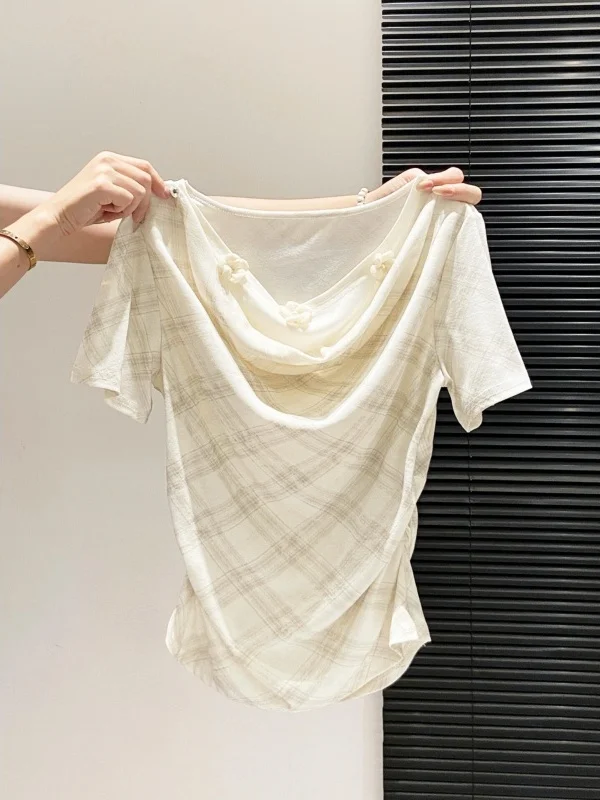 Slimming Plaid Halter Neck Fake Two-Piece Short Sleeve T-Shirt Women's Summer New Korean Style Casual Breathable Top
Slimming Plaid Halter Neck Fake Two-Piece Short Sleeve T-Shirt Women's Summer New Korean Style Casual Breathable Top