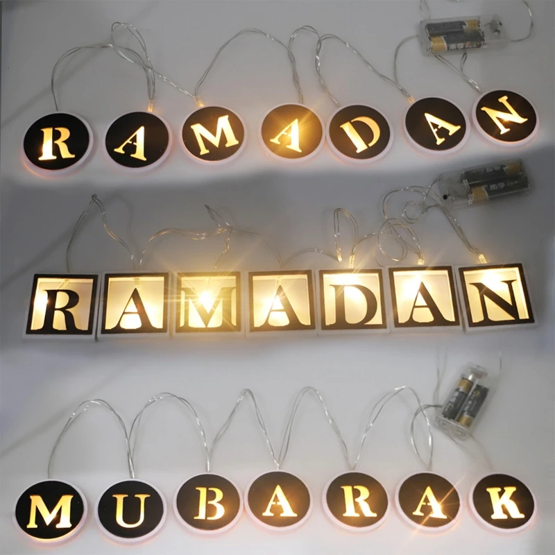 Wooden Eid String Light Led Ramada Mubarak Letters Lamp Ornament Crafts for Islamic Muslim Party Ramadan Decoration Night Lamps
Wooden Eid String Light Led Ramada Mubarak Letters Lamp Ornament Crafts for Islamic Muslim Party Ramadan Decoration Night Lamps